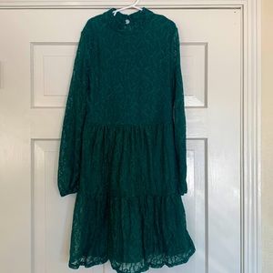 Girls green lace dress